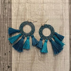 Teal Tassle Earrings
